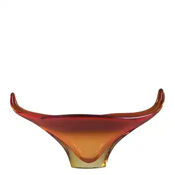 Murano Red & Amber Sommerso Glass Organic Sculpture Bowl #2