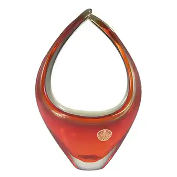 Murano Red & Amber Cased Glass Organic Sculpture Bowl