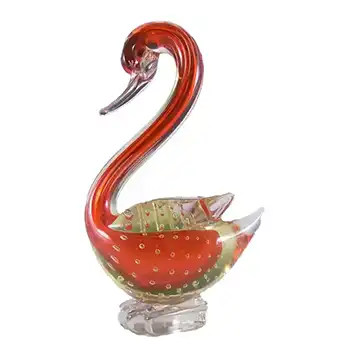 Murano/Venetian Red & Uranium Green Sommerso Glass Swan