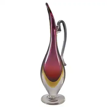 Murano/Venetian Pink & Amber Sommerso Glass Vase/Jug