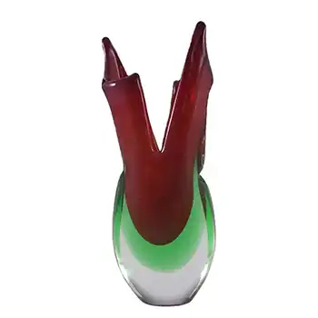 Murano/Venetian Red & Green Sommerso Glass Vase