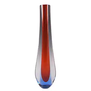 Galliano Ferro Murano Sommerso Red & Blue Glass Stem Vase
