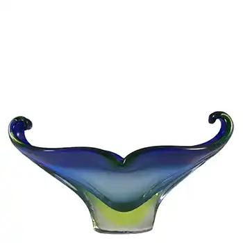 Murano/Venetian Blue & Uranium Green Sommerso Glass Bowl