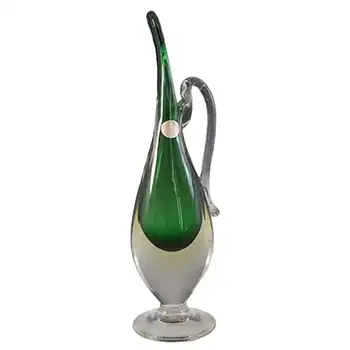 Murano/Venetian Green & Yellow Sommerso Glass Vase/Jug