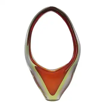Murano/Venetian Red & Uranium Sommerso Glass Basket Vase