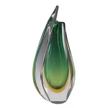 Arte Nuova Murano / Venetian Green & Amber Sommerso Glass Vase