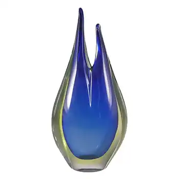Murano/Venetian Blue & Uranium Green Sommerso Glass Vase