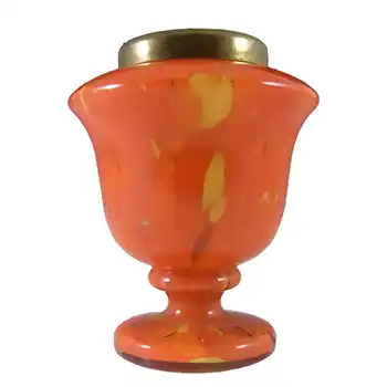 Czech 1930's Orange & Yellow Spatter/Splatter Glass Vase