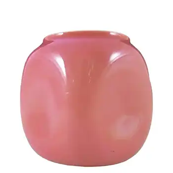 Victorian Uranium Custard Glass Pink Rose Bowl / Posy Vase