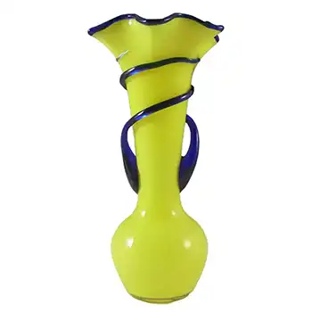 Czech 1930's/40's Yellow & Blue Glass Tango Vase #1
