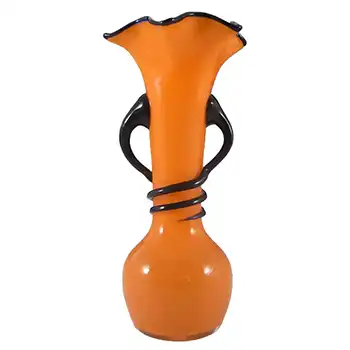 Czech 1930's/40's Orange & Black Glass Tango Vase