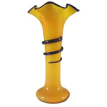 Czech 1930's/40's Yellow & Blue Glass Tango Vase #2