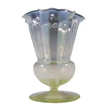 Victorian 1890s Vaseline / Uranium & Opalescent Glass + Vase