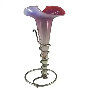 Victorian Vaseline / Opalescent Glass + Silver Epergne Vase