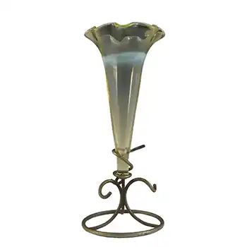 Victorian Vaseline / Uranium Glass + Silver Epergne Vase #2