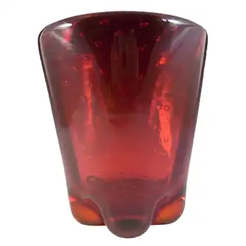 Whitefriars #9117 Large Ruby Red Glass Lobed Bubble Vase
