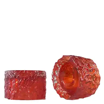 Whitefriars #9733 Baxter Pair Ruby Red Glass Bark Candle Holders