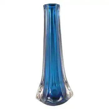 Whitefriars #9781 Baxter Kingfisher Blue Glass Eight Sided Vase