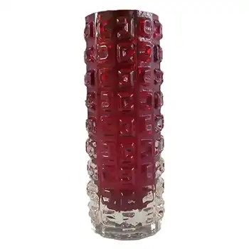 Whitefriars #9816 Baxter Ruby Red Glass Aztec Vase