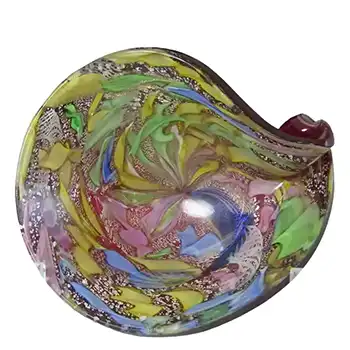 AVEM Murano Zanfirico Bizantino / Tutti Frutti Red Glass Shell Bowl