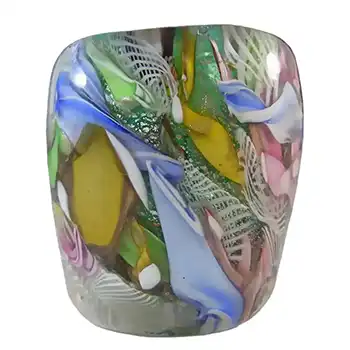 AVEM Murano Zanfirico Bizantino / Tutti Frutti Green Glass Vase