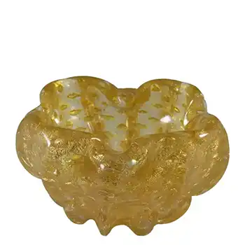 Barovier & Toso Murano Gold Leaf Bubble Glass Bowl