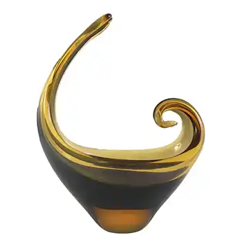 Murano Blue & Amber Sommerso Glass Organic Sculpture Bowl