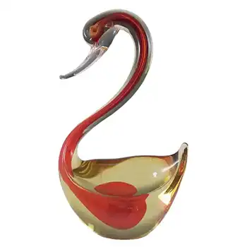 Murano Red & Amber Cased Sommerso Glass Swan Figurine