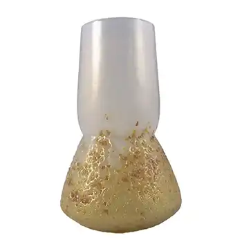 Kralik Art Nouveau Iridescent Pearl & Gold Frit Glass Vase