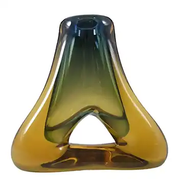 Mstisov Czech Blue & Amber Glass Vase - Frantisek Zemek #1