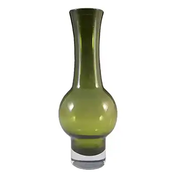 Riihimaki #1371 Riihimaen Lasi Oy Green Glass Vase