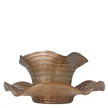 Salviati Copper Aventurine Glass Finger Bowl + Plate