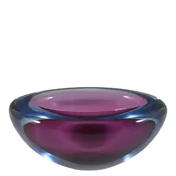 Murano Geode Purple & Blue Sommerso Glass Oval Bowl