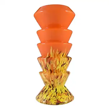 Ernst Steinwald / Franz Tomschick Czech Orange Spatter Glass Vase