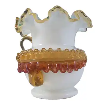 Victorian Uranium Custard Glass Amber & Ivory Vase