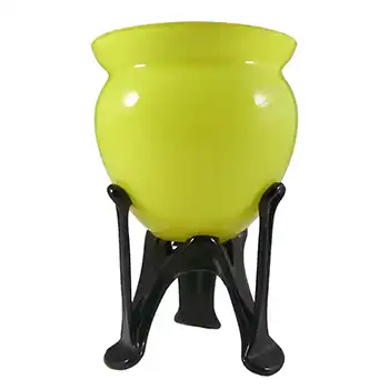 Welz Czech Art Deco Yellow & Black Tango Glass Vase / Bowl