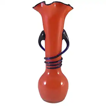 Czech Art Deco Red & Blue Glass Tango Vase