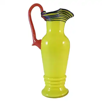 Czech 1930's/40's Yellow, Red & Blue Glass Tango Vase