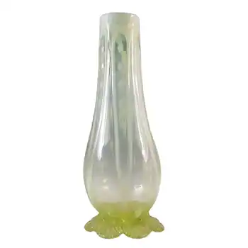 Victorian Antique Vaseline/Uranium Opalescent Glass Vase