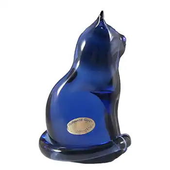 Wedgwood Sapphire Blue Glass Cat RSW406 or SG440 - Marked