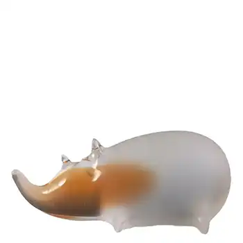 RARE Wedgwood Frosted Topaz Glass Rhino Paperweight