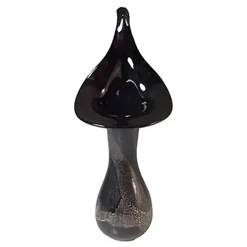 Alum Bay Isle of Wight Silver Leaf Black Glass Jack-in-the-Pulpit Vase