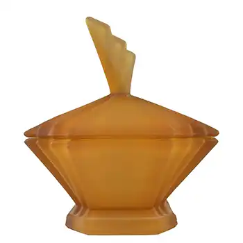 Bagley #3057 Art Deco Frosted Amber Glass 'Bedford' Trinket Bowl/Pot