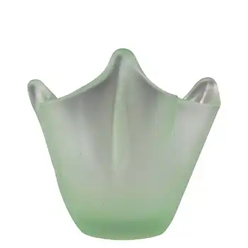 Bagley Art Deco Frosted Green Glass Handkerchief Posy Vase