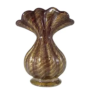 Barovier & Toso Murano 50s Cordonato Oro Gold Leaf Red Glass Vase