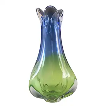 Chřibská Organic Czech Blue & Green Glass Vase