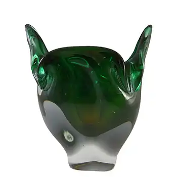 Chřibská #296/4/13 Czech Green & Yellow Glass Vase