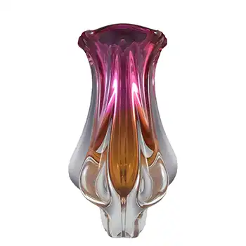 Chřibská #119/3/24 Pink & Orange Glass Vase