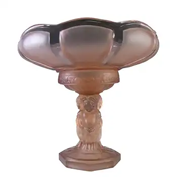 Müller & Co 'Cherubs' Art Deco Pink Glass Centrepiece Stand