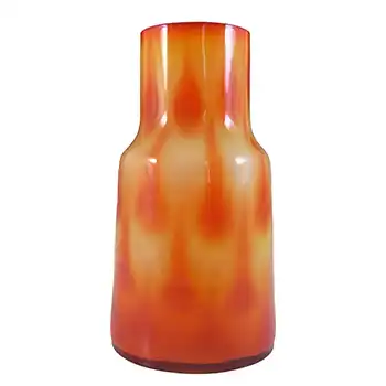 Elme Vintage Scandinavian Orange Cased Glass Peacock Vase